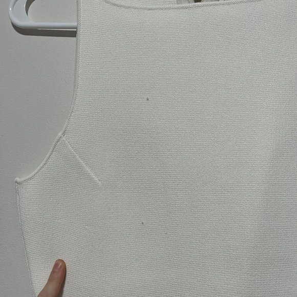 Scanlan Theodore Cream Crepe Knit Sleeveless A-Line High Neck Dress Size Small - Picture 5 of 11